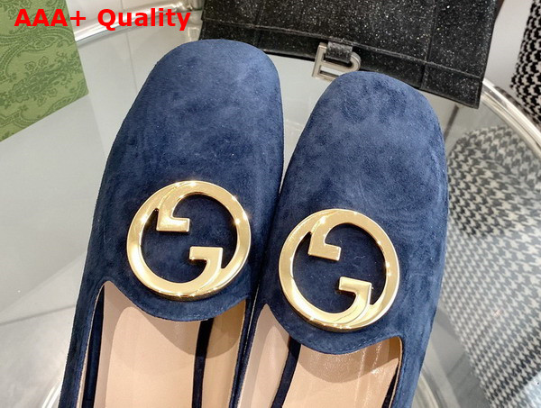 Gucci Blonde Womens Ballet Flat in Blue Suede 723395 Replica