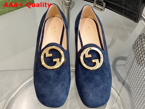 Gucci Blonde Womens Ballet Flat in Blue Suede 723395 Replica