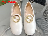 Gucci Blonde Womens Ballet Flat in White Leather 723395 Replica