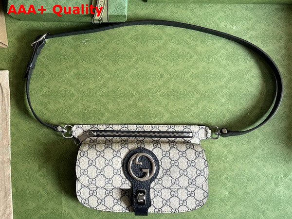 Gucci Blondie Belt Bag in Beige and Blue GG Supreme Canvas 718154 Replica