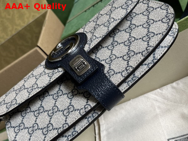 Gucci Blondie Belt Bag in Beige and Blue GG Supreme Canvas 718154 Replica