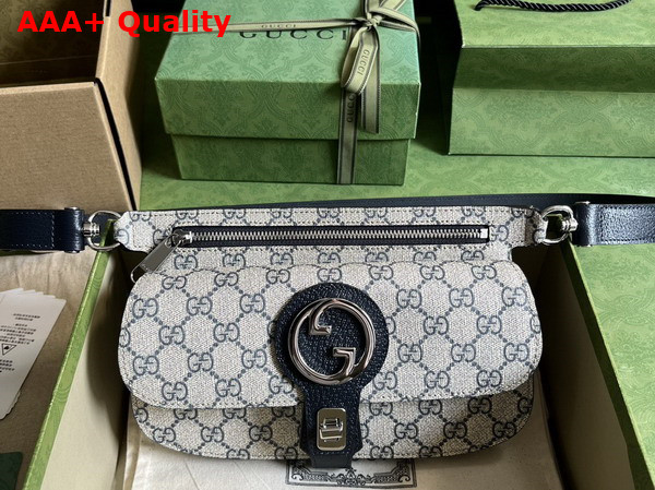 Gucci Blondie Belt Bag in Beige and Blue GG Supreme Canvas 718154 Replica