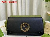 Gucci Blondie Continental Chain Wallet in Black Leather 725215 Replica