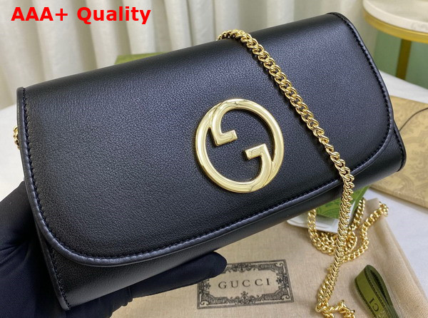 Gucci Blondie Continental Chain Wallet in Black Leather 725215 Replica