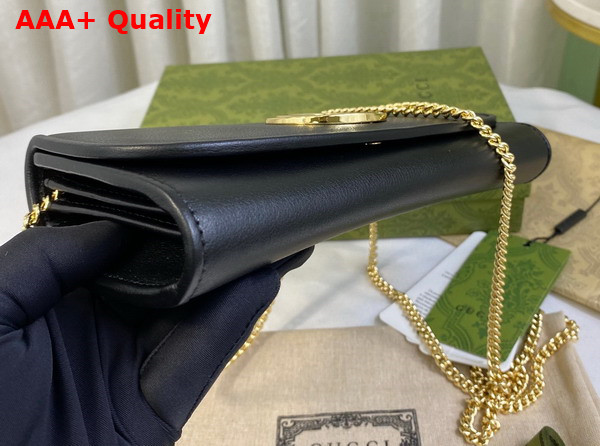 Gucci Blondie Continental Chain Wallet in Black Leather 725215 Replica