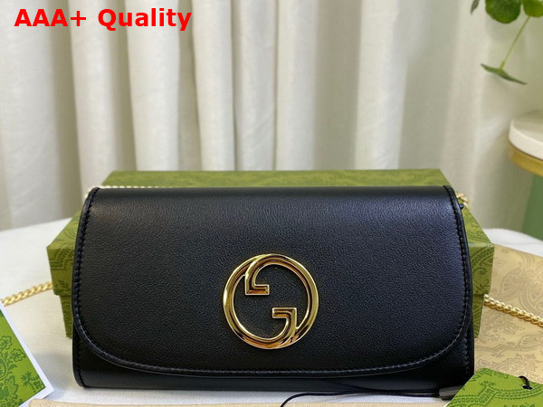 Gucci Blondie Continental Chain Wallet in Black Leather 725215 Replica