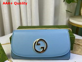 Gucci Blondie Continental Chain Wallet in Light Blue Leather 725215 Replica