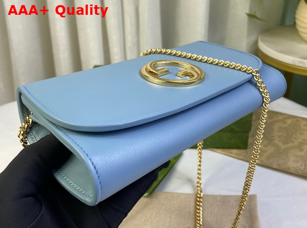 Gucci Blondie Continental Chain Wallet in Light Blue Leather 725215 Replica