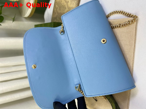 Gucci Blondie Continental Chain Wallet in Light Blue Leather 725215 Replica