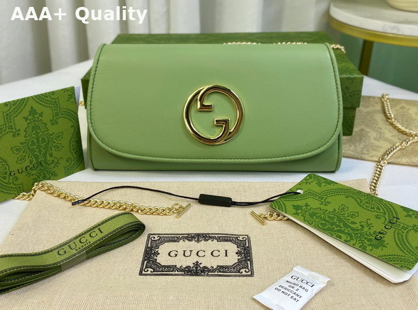 Gucci Blondie Continental Chain Wallet in Light Green Leather 725215 Replica