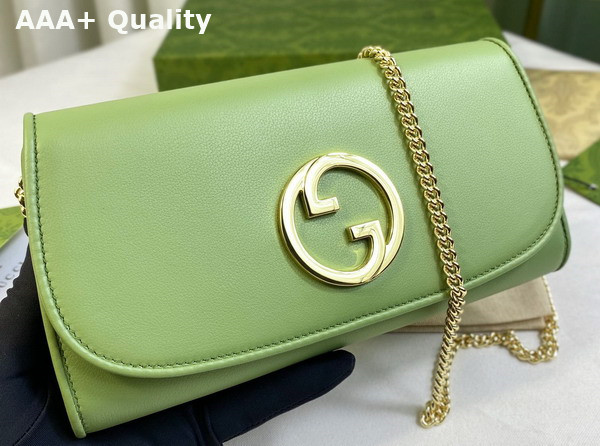 Gucci Blondie Continental Chain Wallet in Light Green Leather 725215 Replica