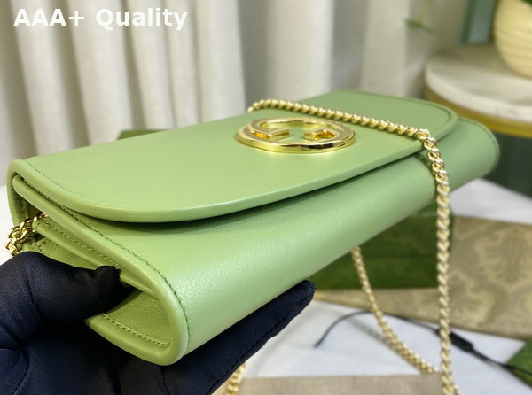 Gucci Blondie Continental Chain Wallet in Light Green Leather 725215 Replica