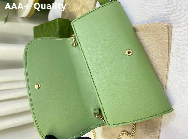 Gucci Blondie Continental Chain Wallet in Light Green Leather 725215 Replica