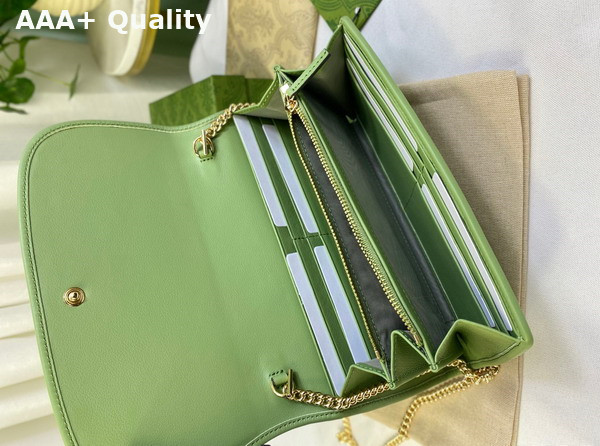 Gucci Blondie Continental Chain Wallet in Light Green Leather 725215 Replica