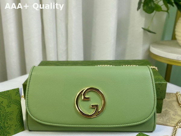 Gucci Blondie Continental Chain Wallet in Light Green Leather 725215 Replica