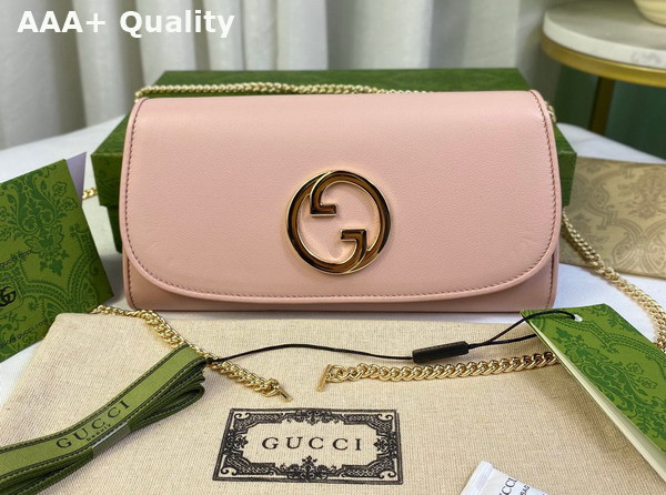 Gucci Blondie Continental Chain Wallet in Light Pink Leather 725215 Replica