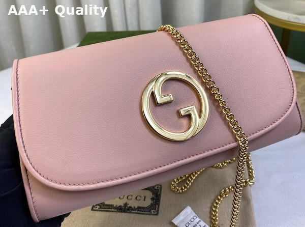 Gucci Blondie Continental Chain Wallet in Light Pink Leather 725215 Replica