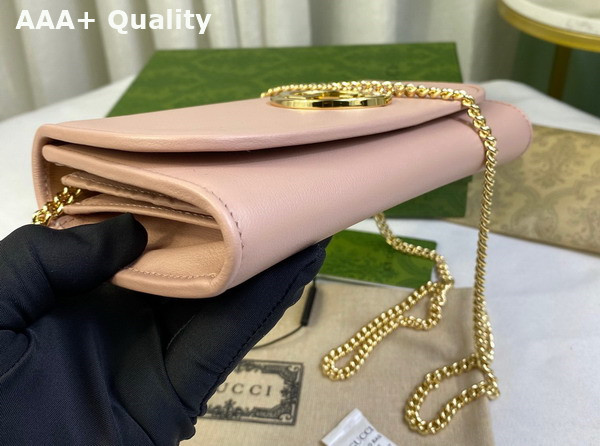 Gucci Blondie Continental Chain Wallet in Light Pink Leather 725215 Replica