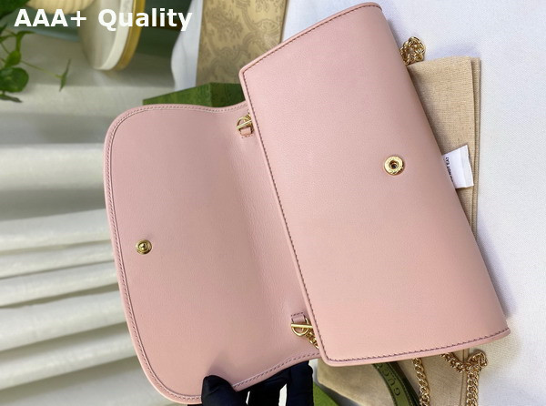 Gucci Blondie Continental Chain Wallet in Light Pink Leather 725215 Replica