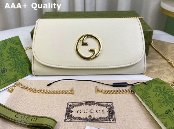 Gucci Blondie Continental Chain Wallet in White Leather 725215 Replica