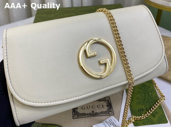 Gucci Blondie Continental Chain Wallet in White Leather 725215 Replica