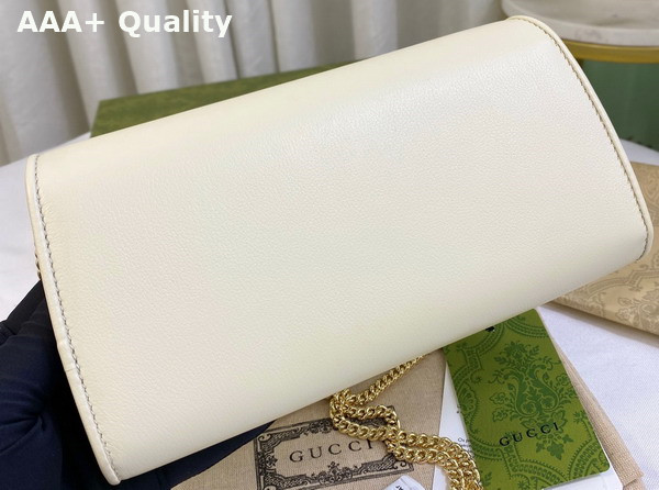 Gucci Blondie Continental Chain Wallet in White Leather 725215 Replica