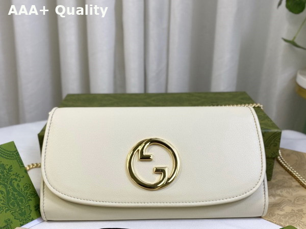 Gucci Blondie Continental Chain Wallet in White Leather 725215 Replica