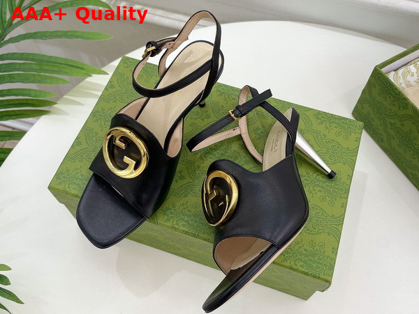 Gucci Blondie Heeled Sandal in Black Leather 723392 Replica