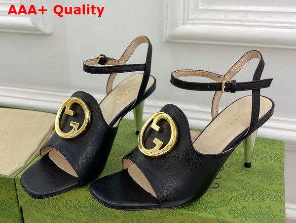 Gucci Blondie Heeled Sandal in Black Leather 723392 Replica