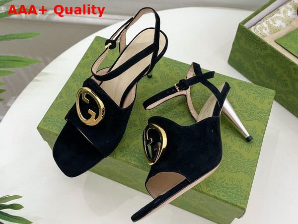 Gucci Blondie Heeled Sandal in Blue Suede 723392 Replica