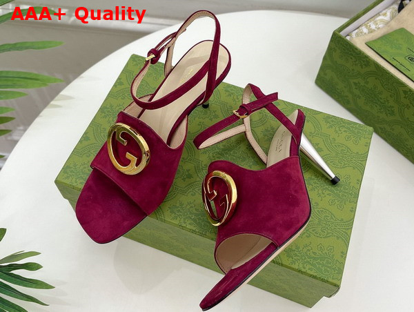 Gucci Blondie Heeled Sandal in Red Suede 723392 Replica