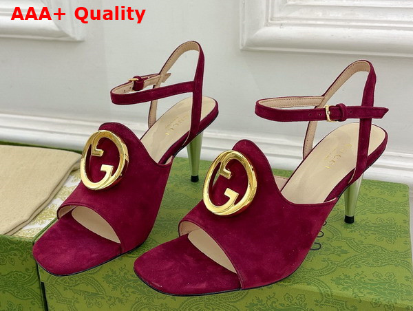 Gucci Blondie Heeled Sandal in Red Suede 723392 Replica