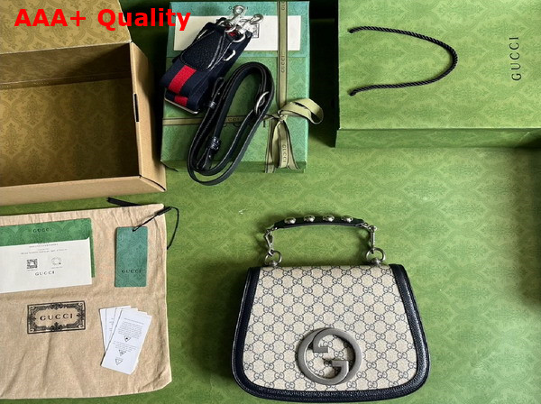 Gucci Blondie Medium Bag in Beige and Blue GG Supreme Canvas 721172 Replica