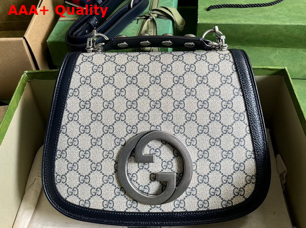 Gucci Blondie Medium Bag in Beige and Blue GG Supreme Canvas 721172 Replica