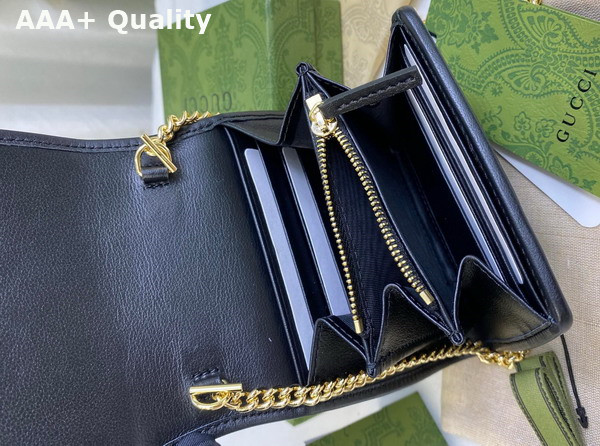 Gucci Blondie Medium Chain Wallet in Black Leather 725219 Replica