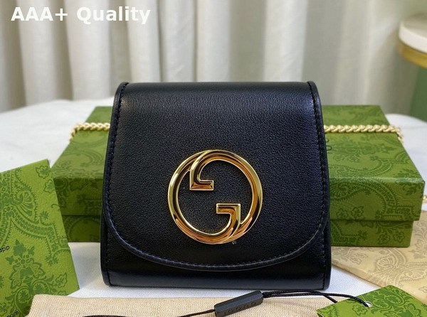 Gucci Blondie Medium Chain Wallet in Black Leather 725219 Replica