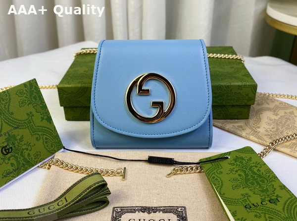 Gucci Blondie Medium Chain Wallet in Light Blue Leather 725219 Replica