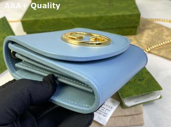 Gucci Blondie Medium Chain Wallet in Light Blue Leather 725219 Replica