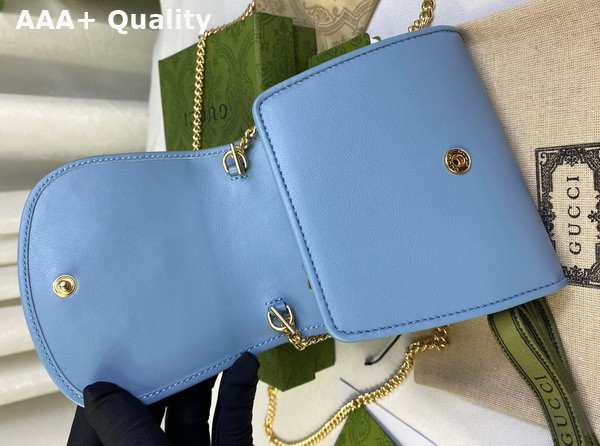 Gucci Blondie Medium Chain Wallet in Light Blue Leather 725219 Replica