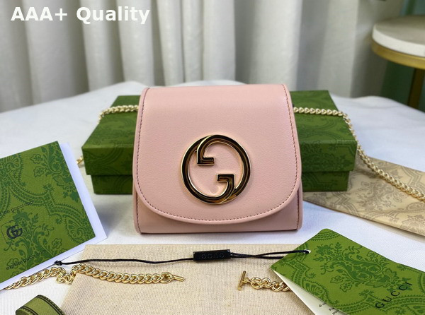 Gucci Blondie Medium Chain Wallet in Light Pink Leather 725219 Replica