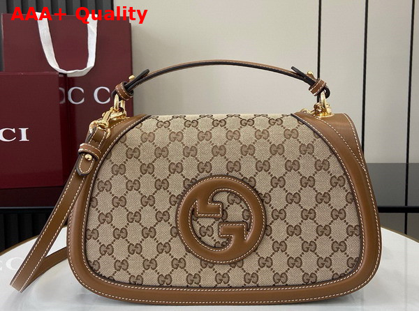 Gucci Blondie Medium Top Handle Bag in Beige and Dark Brown Original GG Canvas 815716 Replica