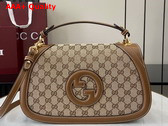 Gucci Blondie Medium Top Handle Bag in Beige and Dark Brown Original GG Canvas 815716 Replica