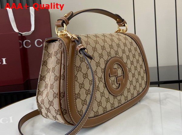 Gucci Blondie Medium Top Handle Bag in Beige and Dark Brown Original GG Canvas 815716 Replica