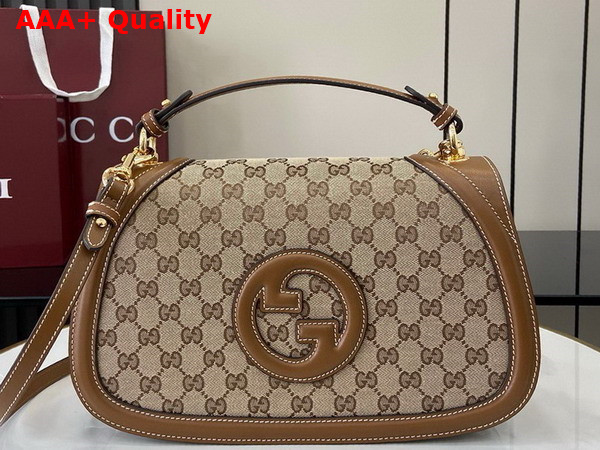 Gucci Blondie Medium Top Handle Bag in Beige and Dark Brown Original GG Canvas 815716 Replica