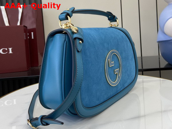 Gucci Blondie Medium Top Handle Bag in Blue Suede 815719 Replica