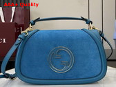 Gucci Blondie Medium Top Handle Bag in Blue Suede 815719 Replica