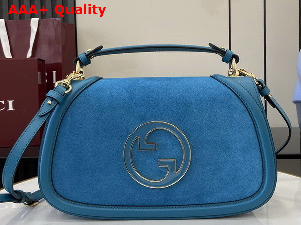 Gucci Blondie Medium Top Handle Bag in Blue Suede 815719 Replica