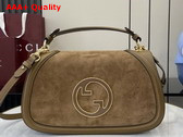 Gucci Blondie Medium Top Handle Bag in Light Brown Suede 815719 Replica