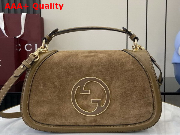 Gucci Blondie Medium Top Handle Bag in Light Brown Suede 815719 Replica