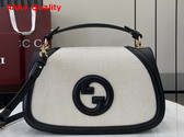 Gucci Blondie Medium Top Handle Bag in Natural Canvas and Black Leather Trim 815716 Replica